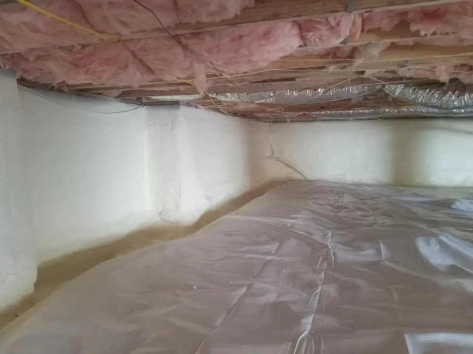 Crawl space encapsulation with closed-cell spray foam for Storm Damage Roof Repair in Mound